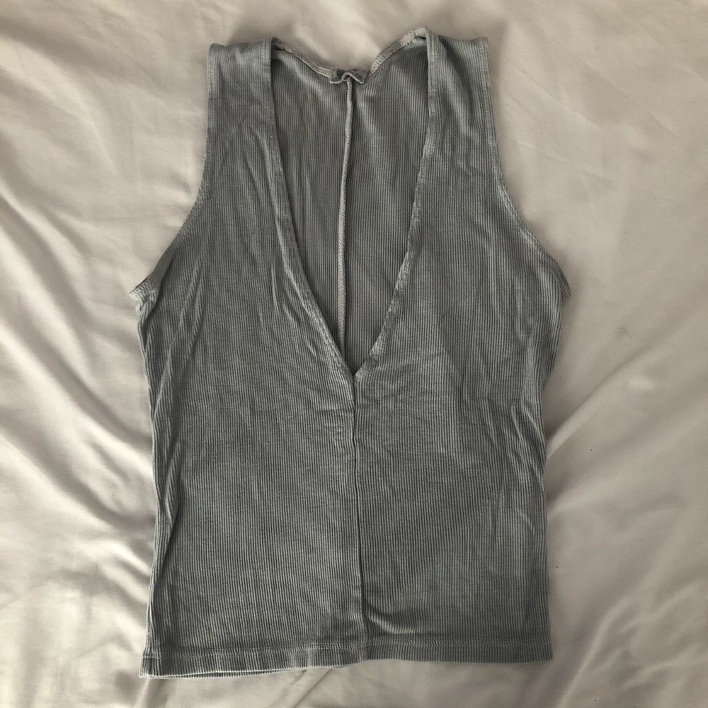 Pale Blue V-Neck Crop